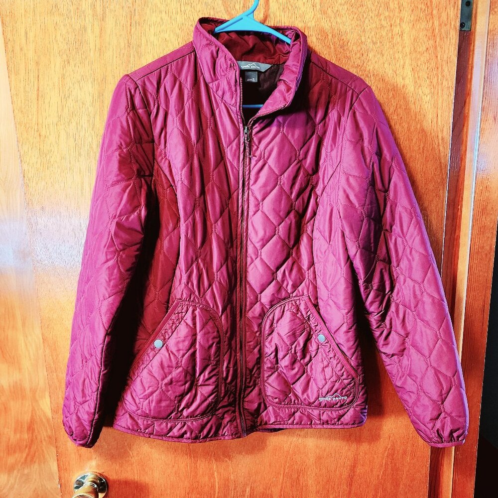 Women's Medium Eddie Bauer Maroon Quilted Full Zip Field Jacket